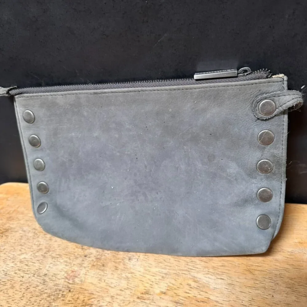 Hammitt of Los Angelos Cosmetic Bag Pouch Insert Gray Leather Studded Case